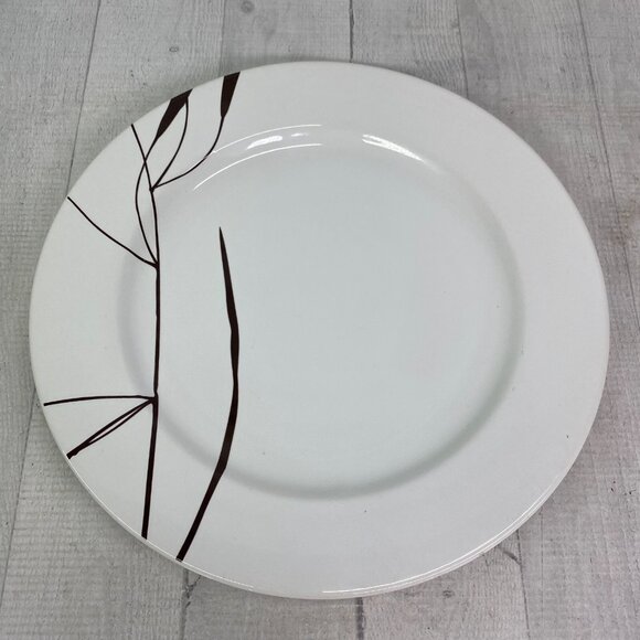 Home Target DUSK Brown Geometric Leaves White Stoneware 11" Dinner Plate Set 4 - Picture 2 of 16